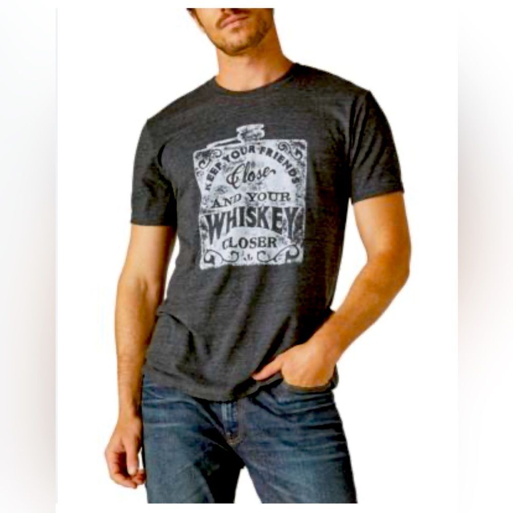 LUCKY BRAND Men's Keep Your Friends Close Whiskey Crewneck T-shirt